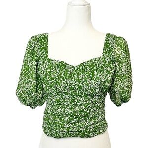 COPY - Abercrombie & Fitch Green Floral Ruched Crop Top Size Small